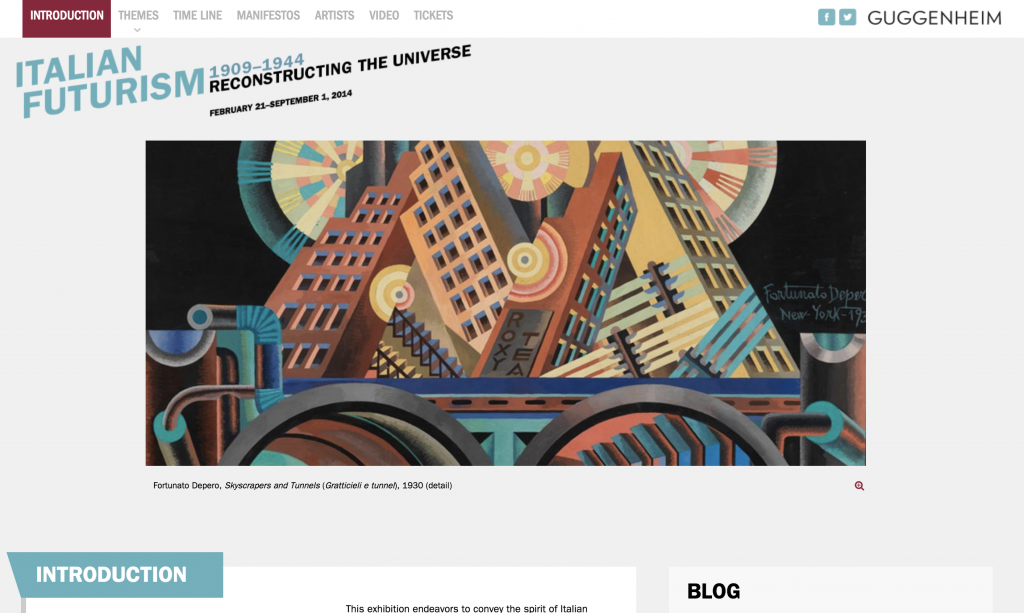 Italian Futurism: exhibition site